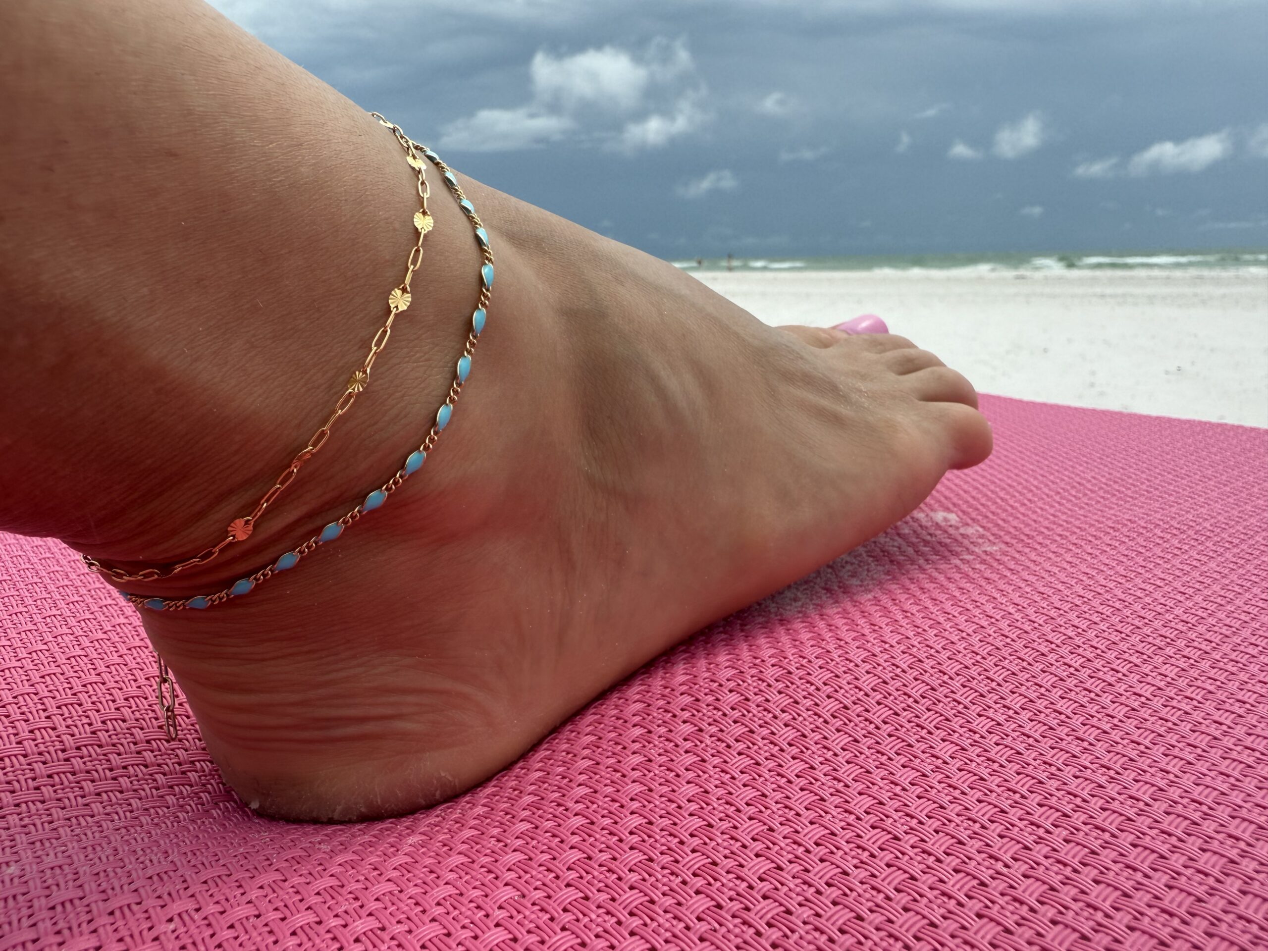 Turquoise Enamel Figaro Anklet - Image 2