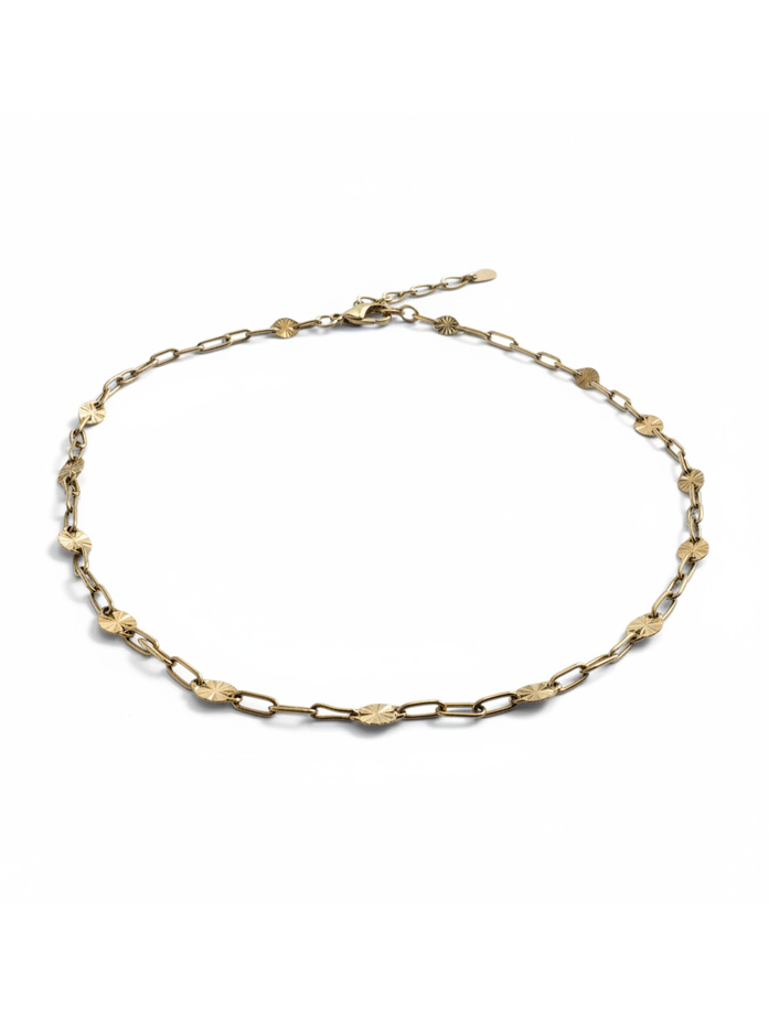 Sunburst Paperclip Gold Anklet