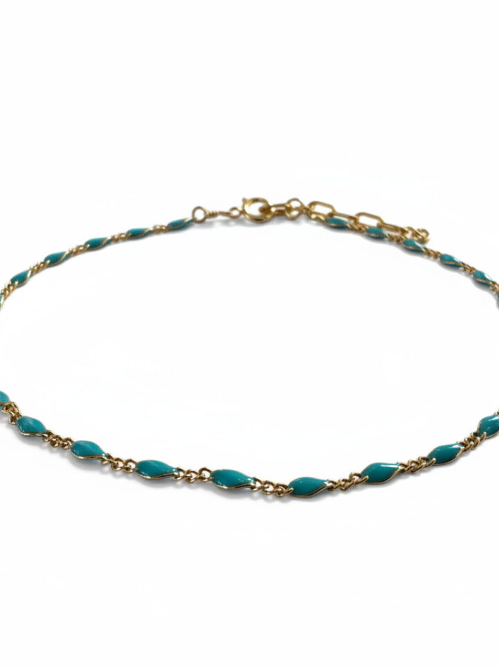 Turquoise Enamel Figaro Anklet CA2187