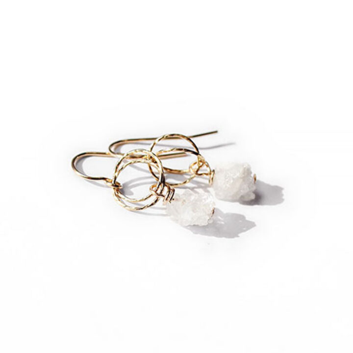 White Drusy Stardust Drop Earrings